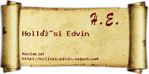 Hollósi Edvin névjegykártya
